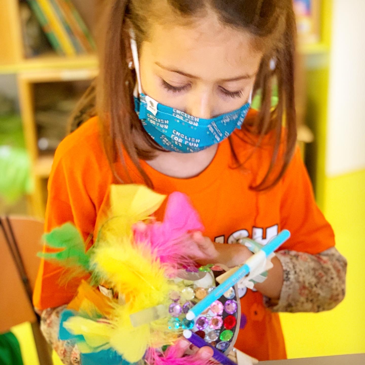 mask girl feathers